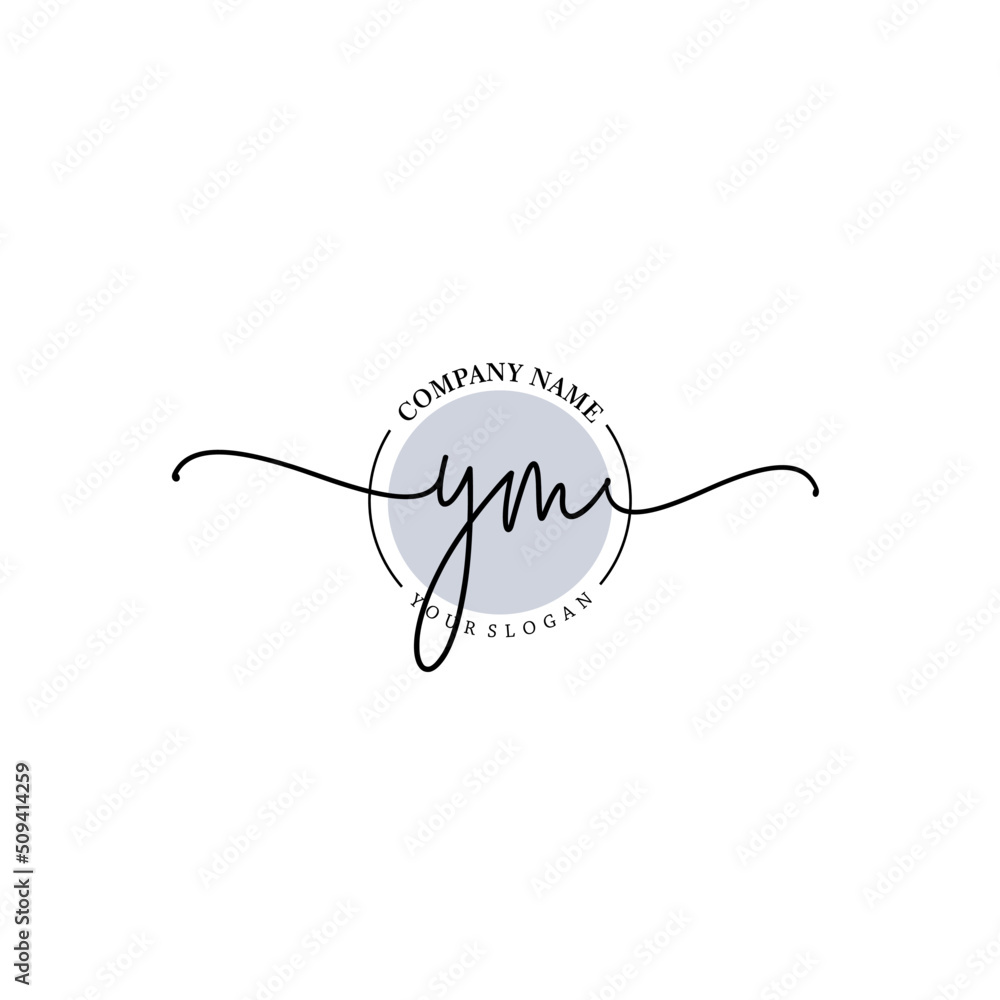 YM signature logo template vector