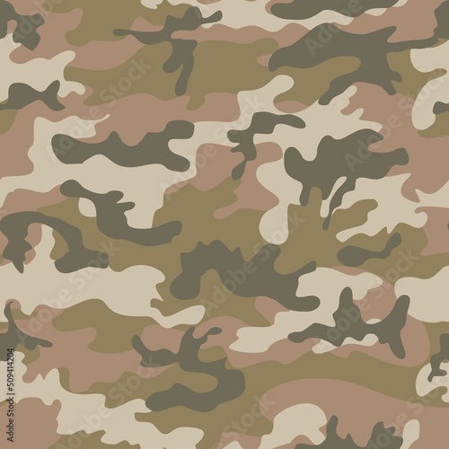 Vector camouflage trendy modern pattern on textile, military background. Disguise