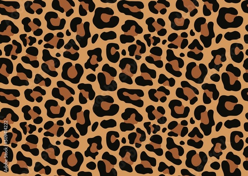 Texture leopard vector endless print, yellow background, trendy design.