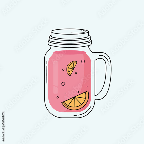 Cocktail with orange alcoholic or not alcoholic, summer lemonade