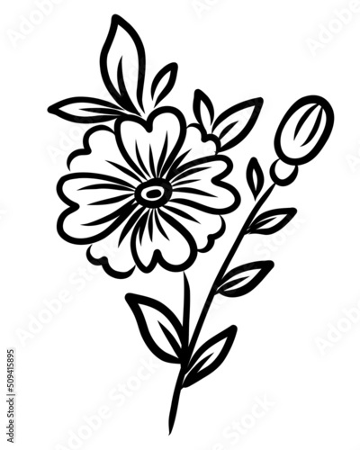 VECTOR LINEAR DRAWING OF A FLOWER ON A WHITE BACKGROUND