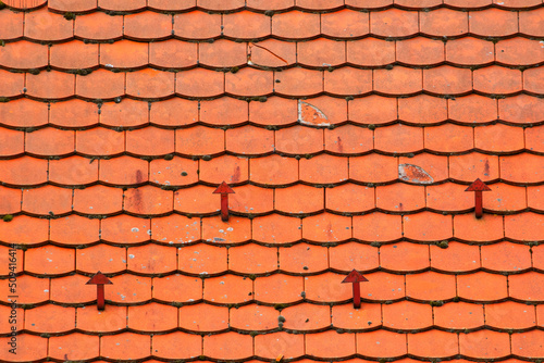 Red roof tiles filled the frame