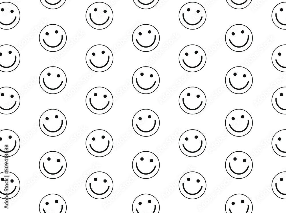 Seamless pattern with smiling faces on white background. Seamless pattern with faces. Abstract pattern of a happy face. Seamless pattern with smiling faces on white background. Seamless pattern with faces. Abstract pattern of a happy face.