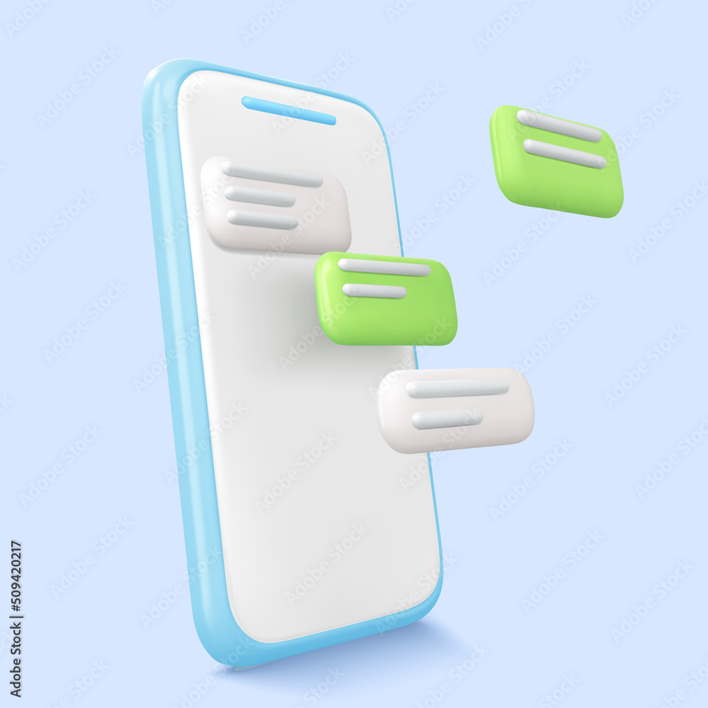 3d illustration smartphone with bubble text vector template. Vector illustration 3d illustration smartphone with bubble text vector template. Vector illustration
