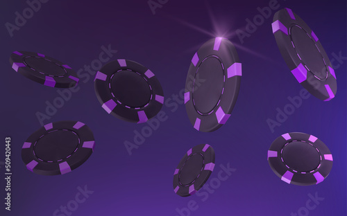 Casino chips. Flying chip for online casinos and mobile gambling applications, poker - winner. Vector illustration