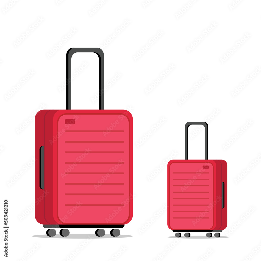 Fototapeta premium travel stroller suitcase bag isolated jpeg image luggage illustration that symbolize travelling and getting new emotions, suitcase with pockets isolated on white background jpg image illustration