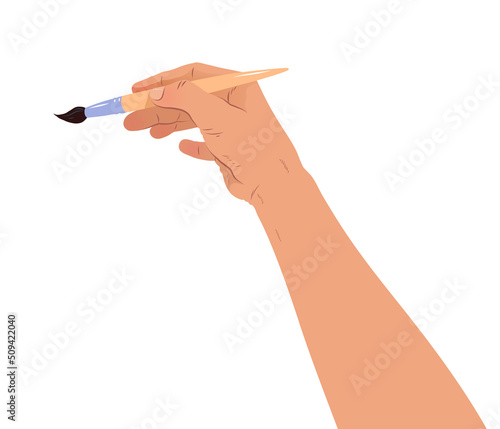 Vector illustration of hand with paint brush