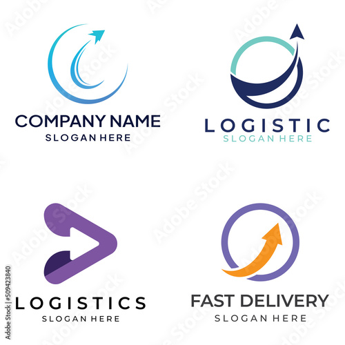Logistics company vector logo, arrow icon logo, fast digital delivery logo. Using simple and easy logo vector editing.