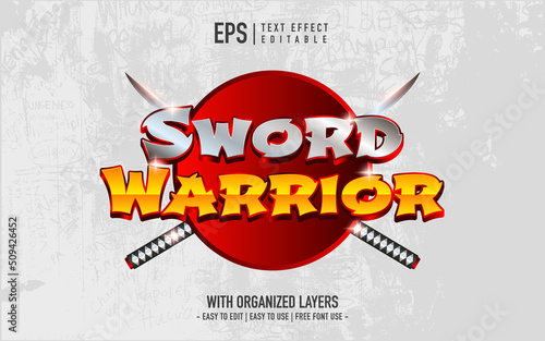 cartoon style red swordsman text effect
