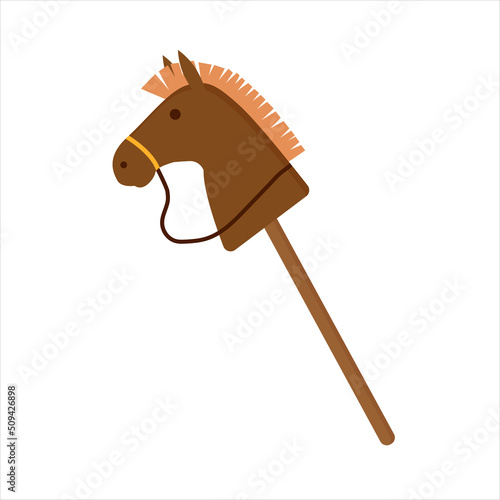 Obraz na płótnie Isolated horse stick toy icon, Hobby horse. Wooden horse toy. vector illustration w salonie