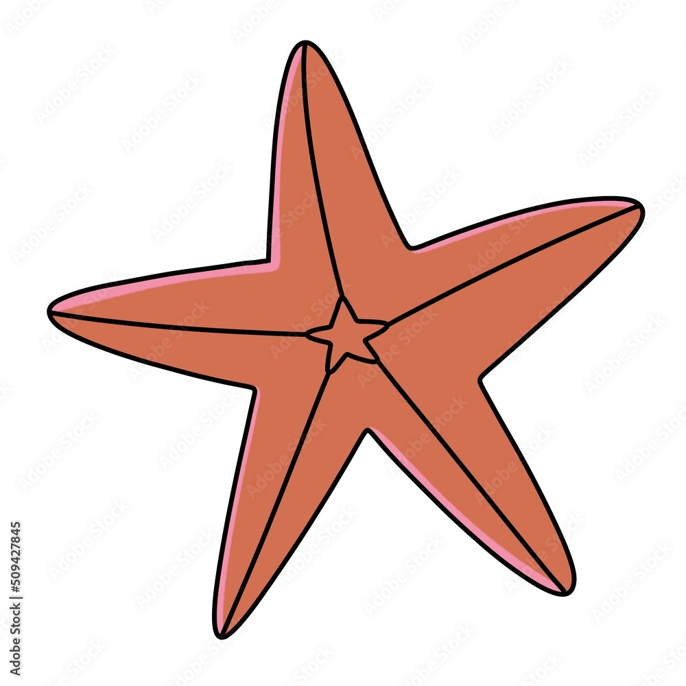 Cartoon pink starfish on white background Cartoon pink starfish on white background