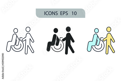 Caregiver icons  symbol vector elements for infographic web