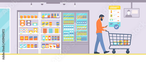 People doing grocery shopping at the unmanned store