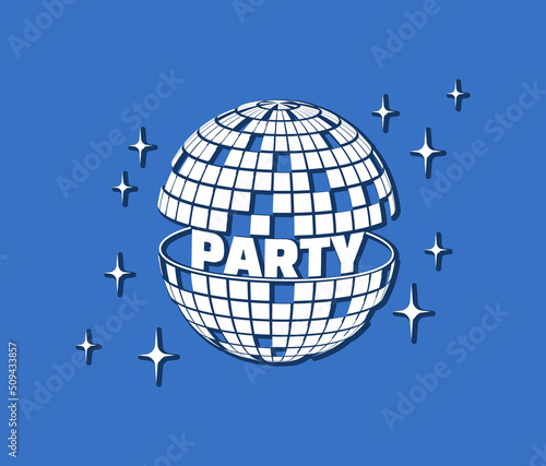 Disco Night Party Banner. Retro Music Poster. Party Template Dj. 80s Disco Ball. Party 70s DJ. Night Club. Psychedelic.