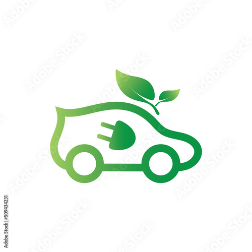 eco car and electric green car technology icon logo vector.