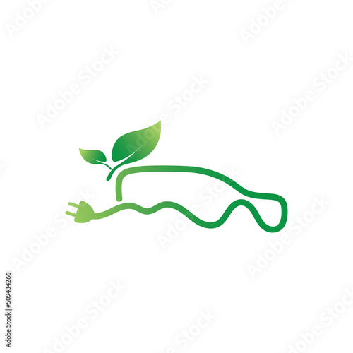 eco car and electric green car technology icon logo vector.
