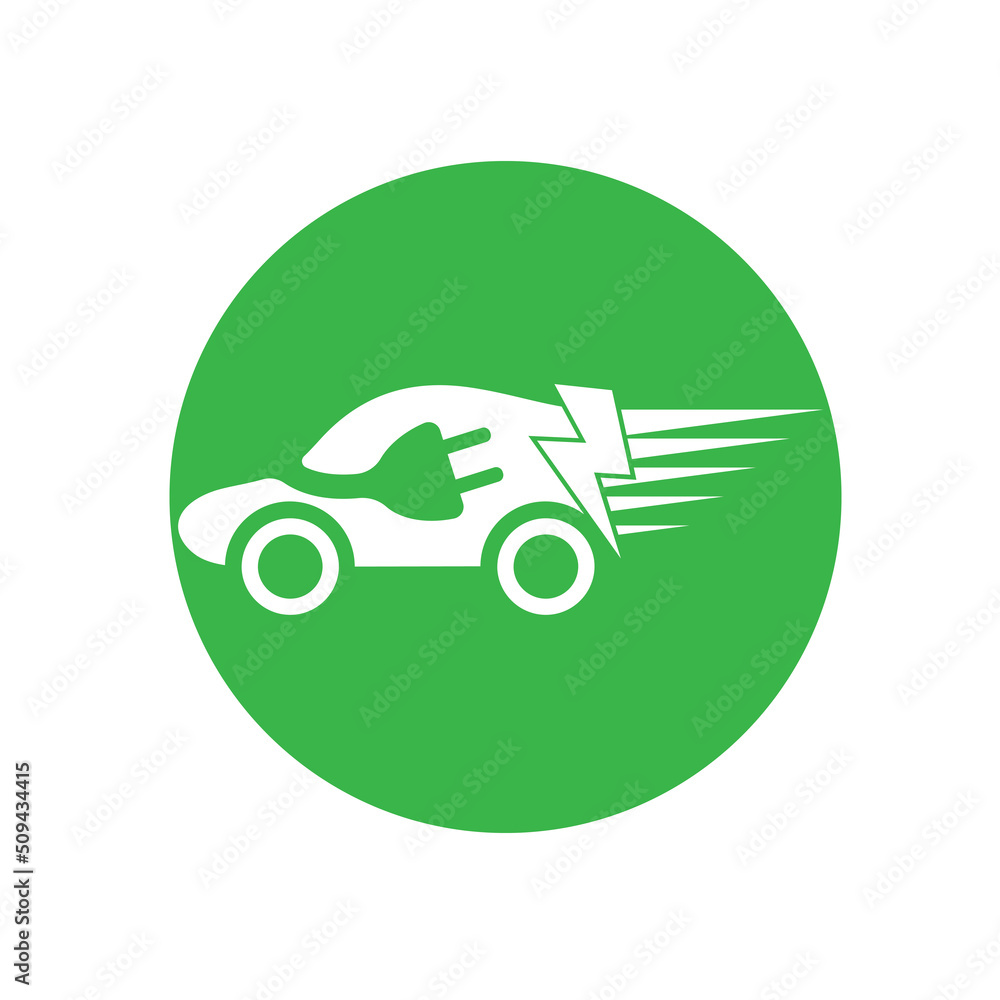 eco car and electric green car technology icon logo vector.