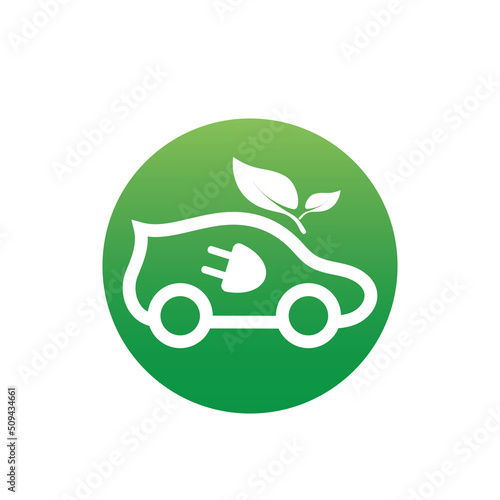 eco car and electric green car technology icon logo vector.