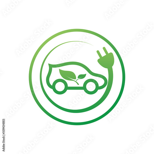 eco car and electric green car technology icon logo vector.