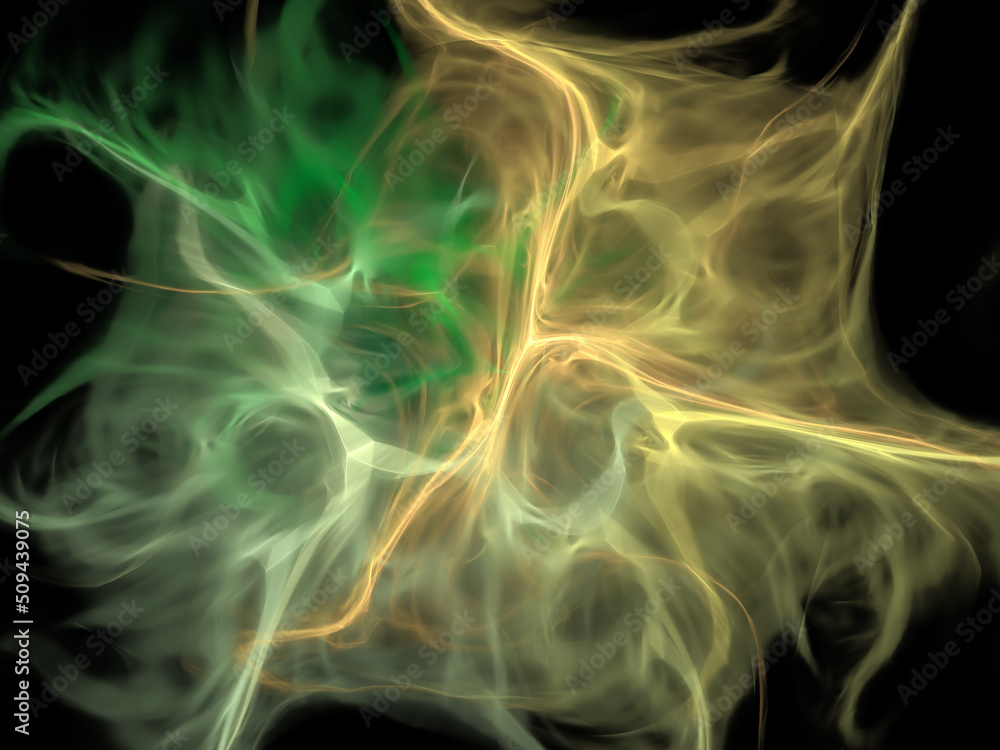 Fototapeta premium Abstract background illustration, modern hipster futuristic fractal flame graphic. colorful surreal poster, banner