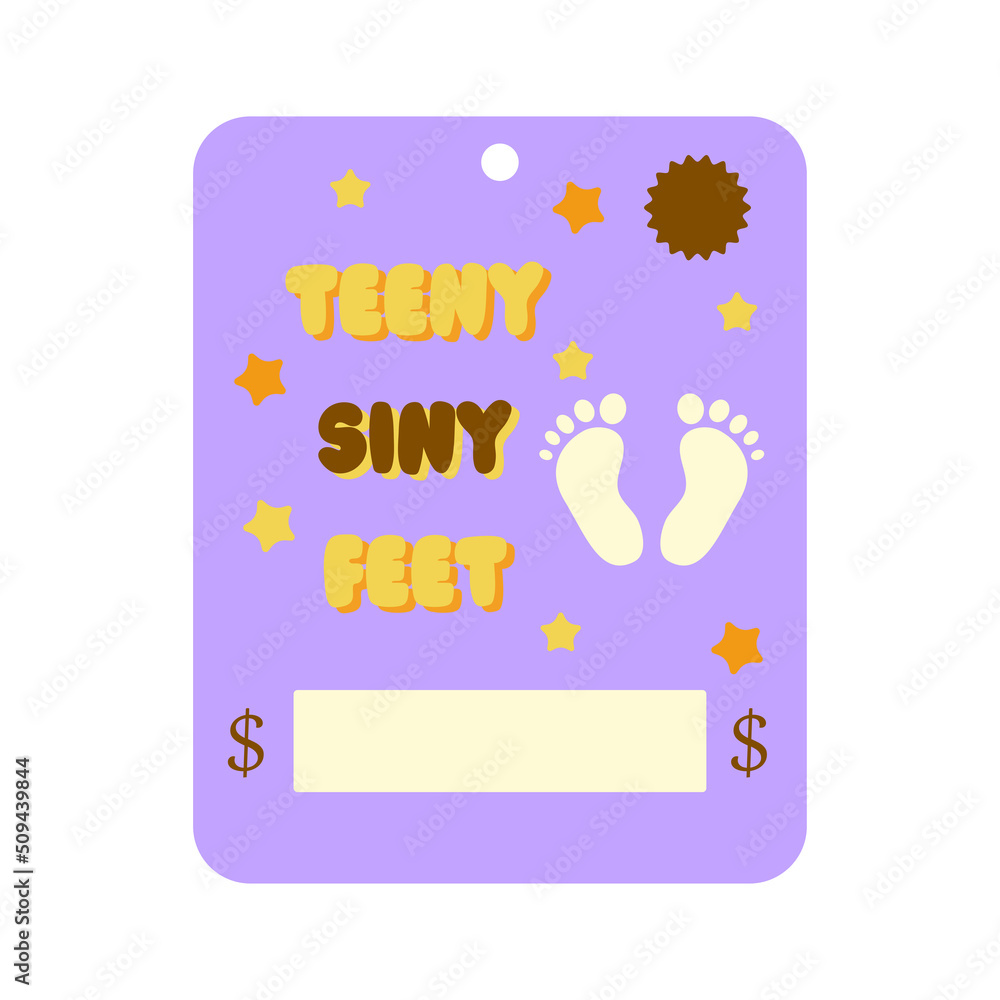 Teeny siny feet- Baby shower greeting invitation cards. Baby gift card, money card template. Vector illustration.