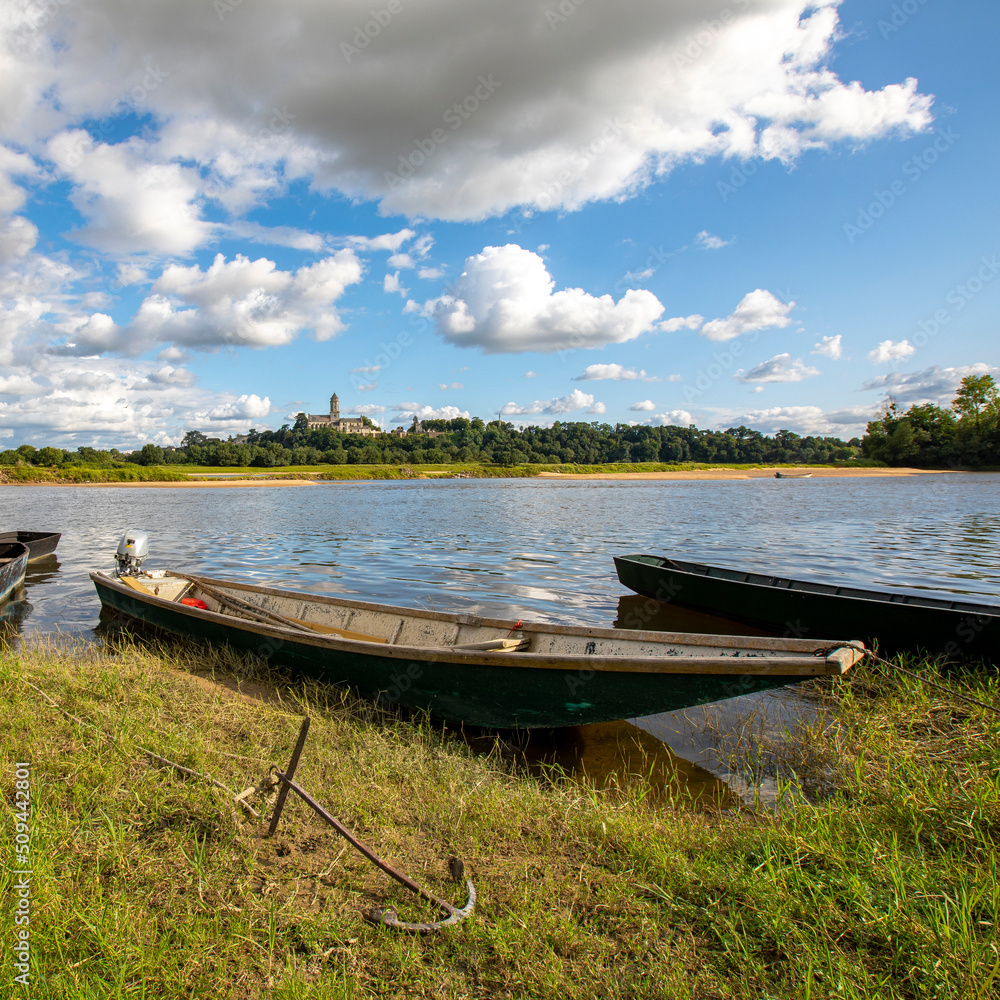 Obraz premium Barque de pêche sur les bords de la Loire en Anjou.