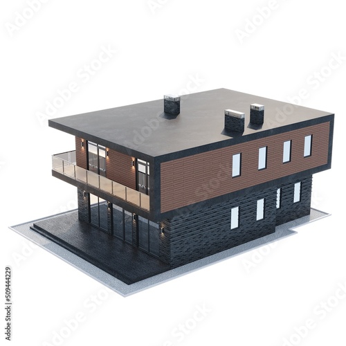3d render of a modern house with a flat roof