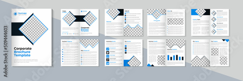 Modern 16 Page Brochure Design, Business Brochure Template, Company Profile Brochure Design, layout Blue color