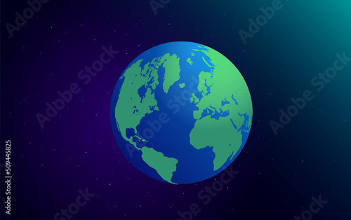 Planet earth in space with dark background vector illustration