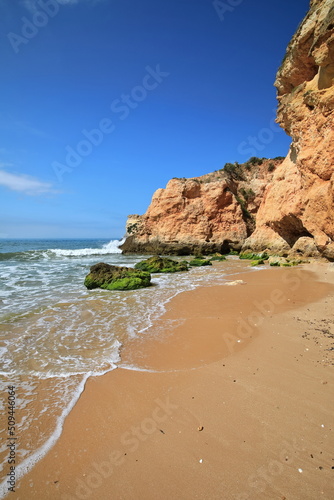 Seastacks and cliffs-central section Praia da Prainha Beach. Alvor Portimao-Portugal-306