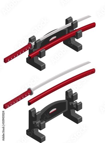 isometric sword and base. isometric sword. Vector sword. 