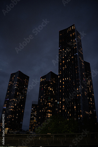 Fotobehang Night lights buildings in Deansgate