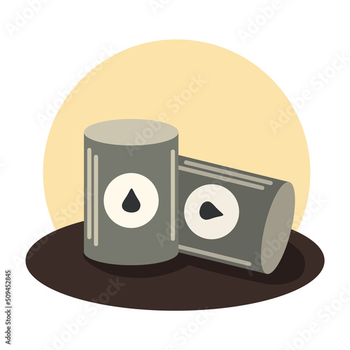 Oil barrel icon in vector. Energy resources, petrodollars, crisis, oil business, crisis, collapse, rising prices. Industrial oil barrels or chemical barrels stacked. Chemical tank.