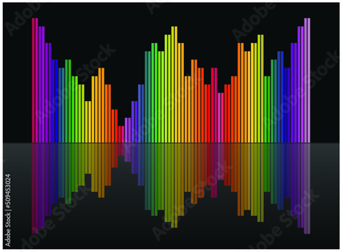 Led equalizer panel. Colors music waves of sound. Abstract vector illustration