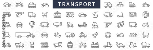 Leinwand Poster Transport thin line icons set