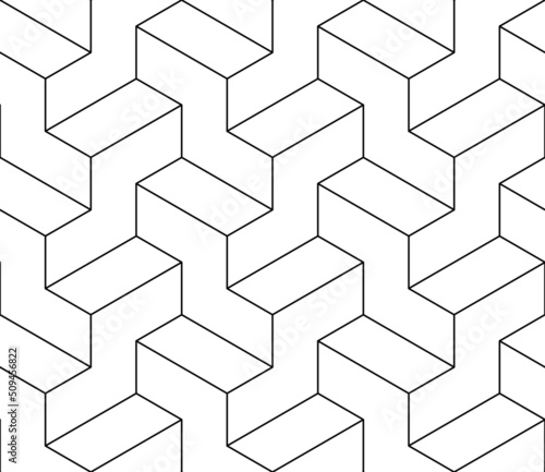 Seamless vector pattern. Black and white linear drawing. Coloring book, colouring page for children and adults. Abstract geometric design. Monochrome illustration. Easy to edit color and line weight
