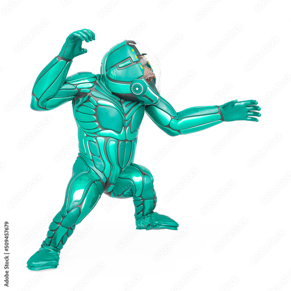 chimpanzee astronaut is attacking in white background chimpanzee astronaut is attacking in white background