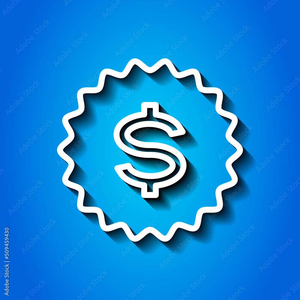 Discount icon, vector. Flat design. White icon with shadow on blue background.ai Discount icon, vector. Flat design. White icon with shadow on blue background.ai