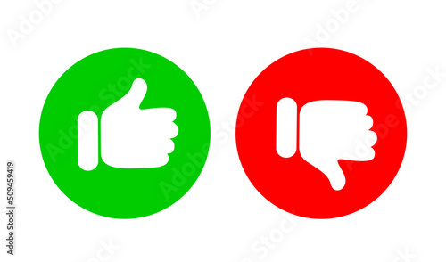 Thumb up and humb down. Rating Icon. Vector illustration isolated on white background