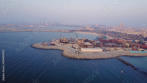 Photography Aerial view of Dubai seaport United Arab Emirates