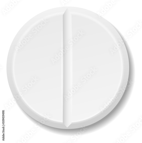 Round tablet mockup. White painkiller or antibiotic drug
