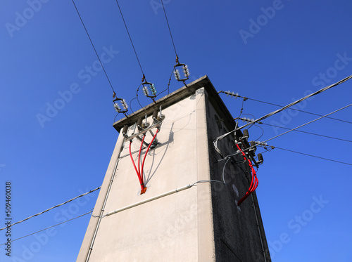 Tall Electrical Substation to transformer Energy in low voltage photo