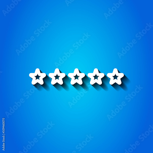 Fototapeta Naklejka Na Ścianę i Meble -  Five stars, rate simple icon vector. Flat design. White icon with shadow on blue background.ai