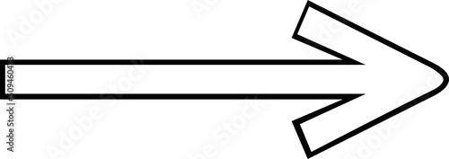 Vector illustration of a black and white arrow pointing to the right 