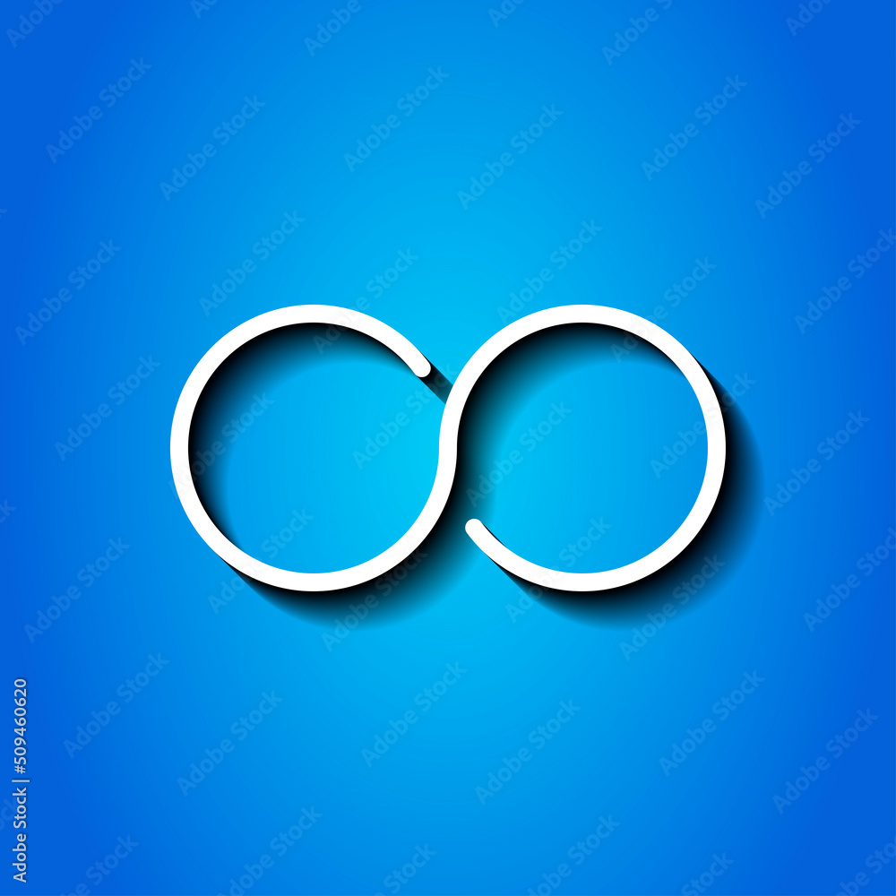 Infinity simple icon vector. Flat design. White icon with shadow on blue background.ai Infinity simple icon vector. Flat design. White icon with shadow on blue background.ai