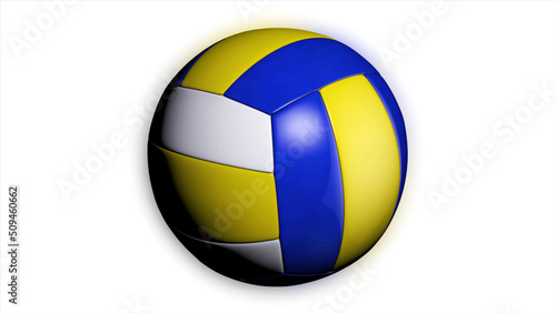 A loop animation of a volleyball ball spinning a white background. Animation of a volleyball ball
