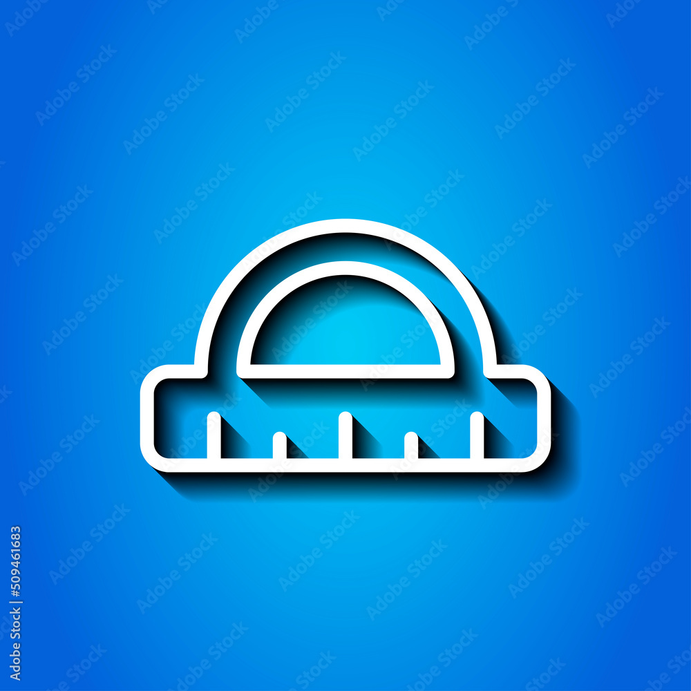 Protactor, ruler simple icon vector. Flat design. White icon with shadow on blue background.ai Protactor, ruler simple icon vector. Flat design. White icon with shadow on blue background.ai