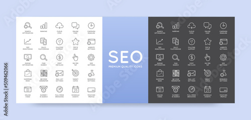 Set of Vector SEO Search Engine Optimization Elements and Icons Illustration can be used as Logo or Icon in premium quality