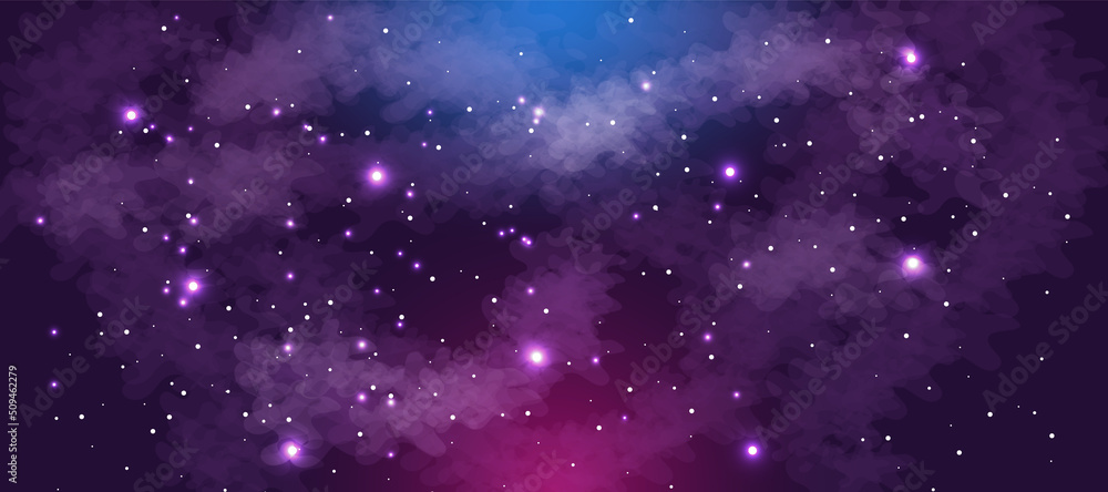 Realistic galaxy background with clouds and stars