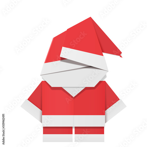 Paper Santa. Red origami Santa Claus ornament.
